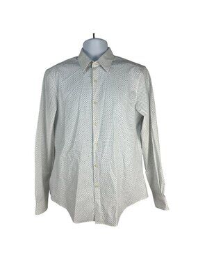 Van Heusen Flex Mens Slim Fit Button-Down Shirt Size M White Dot Print